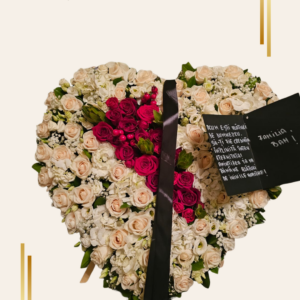 Coroana Funerara ALX 003 - Trandafiri Albi si Rosii